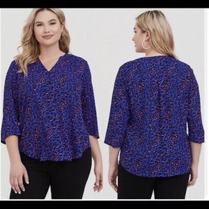 Torrid Harper Electric Blue Leopard Georgette Top